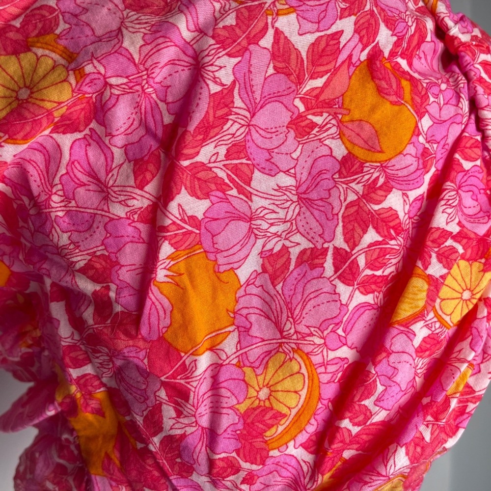 J. Crew Organic Cotton Voile Ruffle Beach Short‎ Pink Limone XXS All-Over Print - Picture 12 of 13